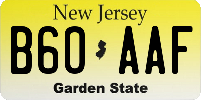NJ license plate B60AAF