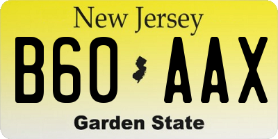 NJ license plate B60AAX