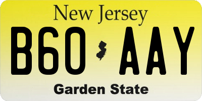 NJ license plate B60AAY