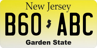 NJ license plate B60ABC