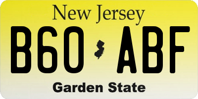 NJ license plate B60ABF