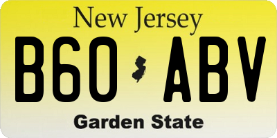 NJ license plate B60ABV