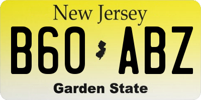 NJ license plate B60ABZ