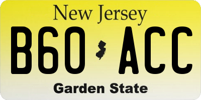 NJ license plate B60ACC