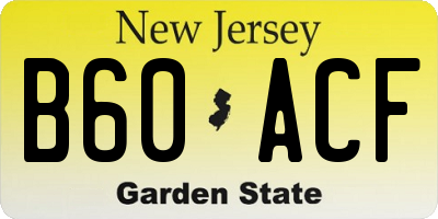 NJ license plate B60ACF