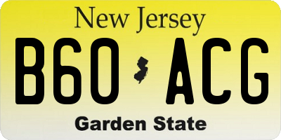 NJ license plate B60ACG