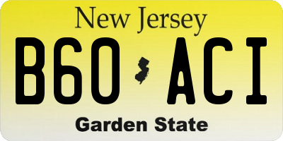 NJ license plate B60ACI