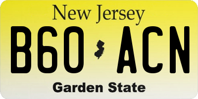 NJ license plate B60ACN
