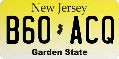 NJ license plate B60ACQ
