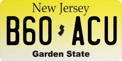 NJ license plate B60ACU