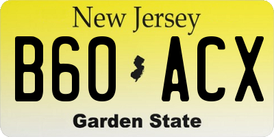 NJ license plate B60ACX