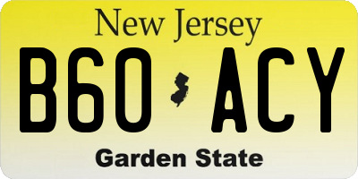 NJ license plate B60ACY