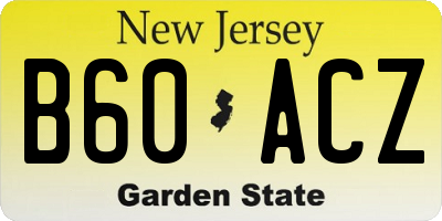 NJ license plate B60ACZ