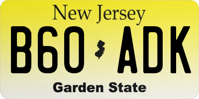NJ license plate B60ADK
