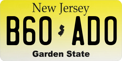 NJ license plate B60ADO