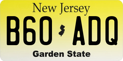 NJ license plate B60ADQ