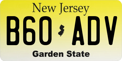 NJ license plate B60ADV