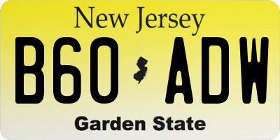 NJ license plate B60ADW