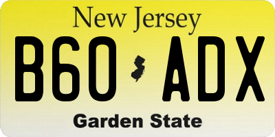NJ license plate B60ADX
