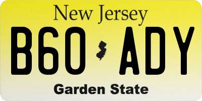 NJ license plate B60ADY