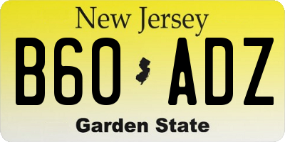 NJ license plate B60ADZ