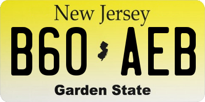 NJ license plate B60AEB