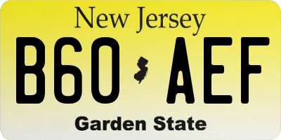NJ license plate B60AEF