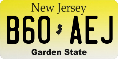 NJ license plate B60AEJ