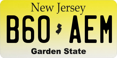 NJ license plate B60AEM