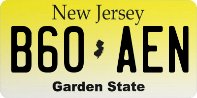 NJ license plate B60AEN
