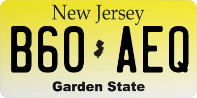 NJ license plate B60AEQ