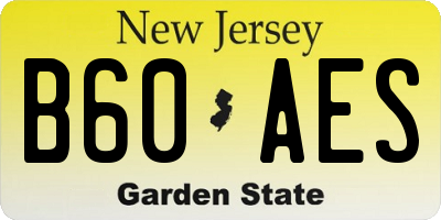 NJ license plate B60AES