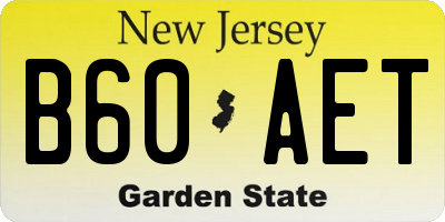 NJ license plate B60AET