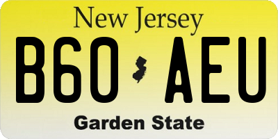 NJ license plate B60AEU