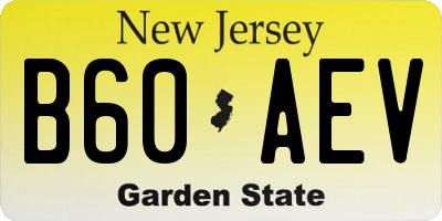 NJ license plate B60AEV