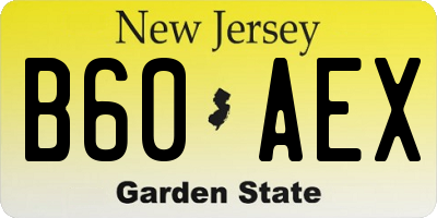 NJ license plate B60AEX