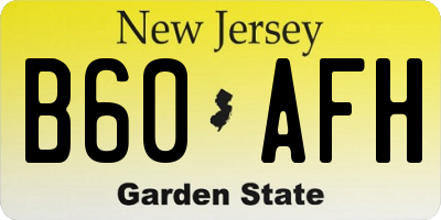 NJ license plate B60AFH