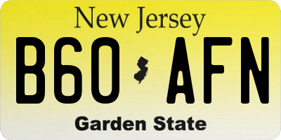 NJ license plate B60AFN