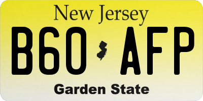 NJ license plate B60AFP