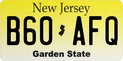 NJ license plate B60AFQ