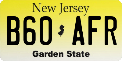NJ license plate B60AFR