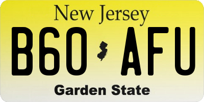 NJ license plate B60AFU