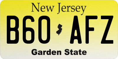 NJ license plate B60AFZ