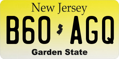 NJ license plate B60AGQ