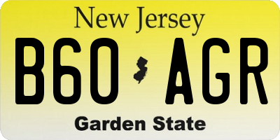 NJ license plate B60AGR