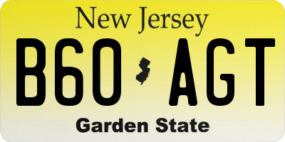 NJ license plate B60AGT