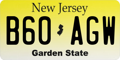 NJ license plate B60AGW