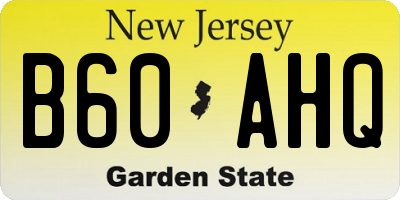 NJ license plate B60AHQ