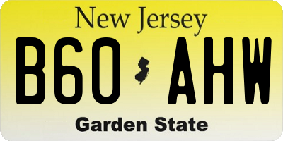 NJ license plate B60AHW