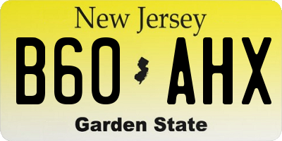 NJ license plate B60AHX